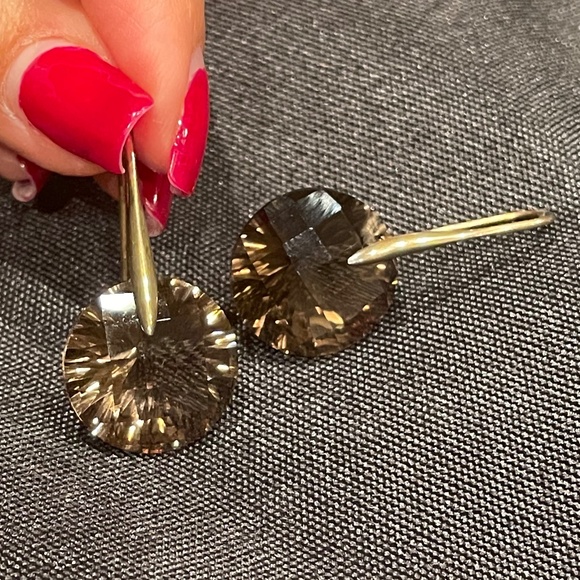 Crystal Gold Dangle Earrings - Picture 7 of 10